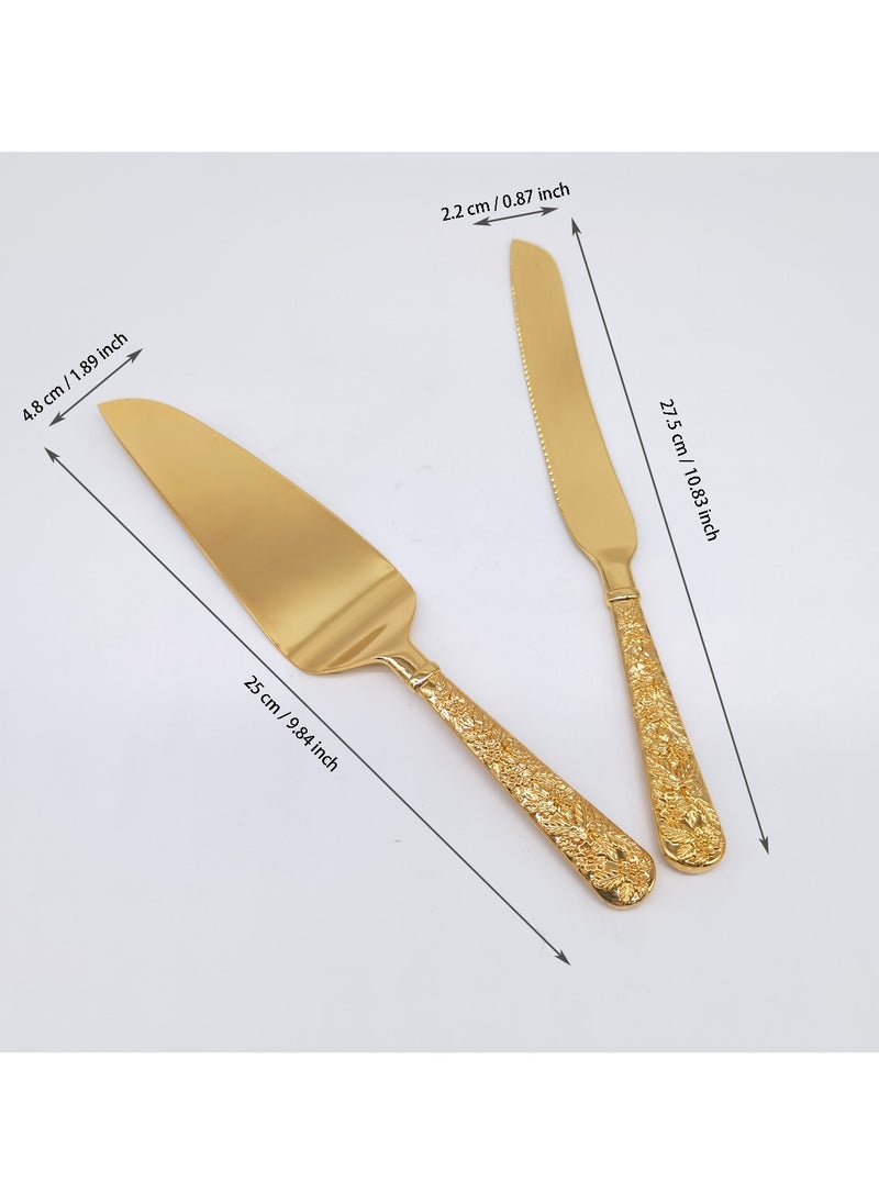 2PCS Rose Design Cake knife serving set