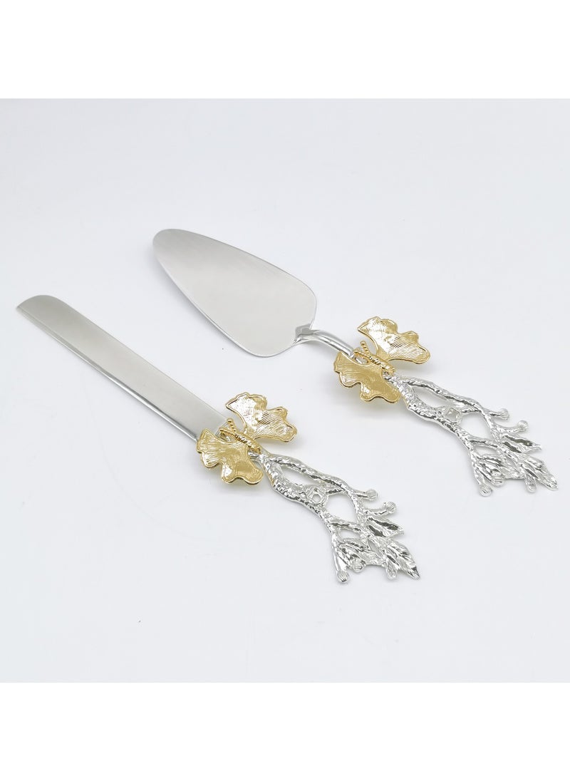 2PCS Butter Fly Design Cake knife serving set