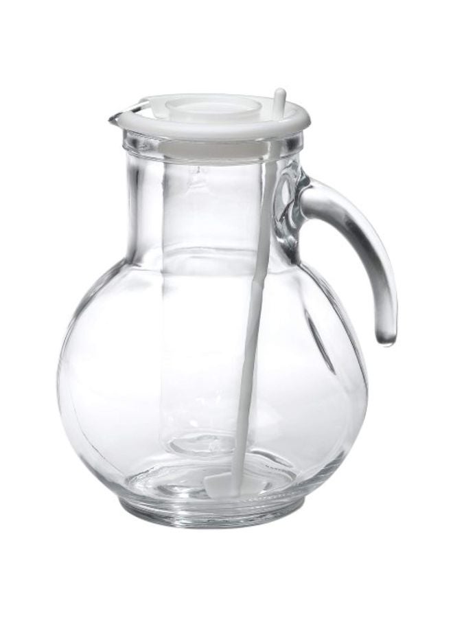 Glass Pitcher Clear/White 6.5x8.5inch