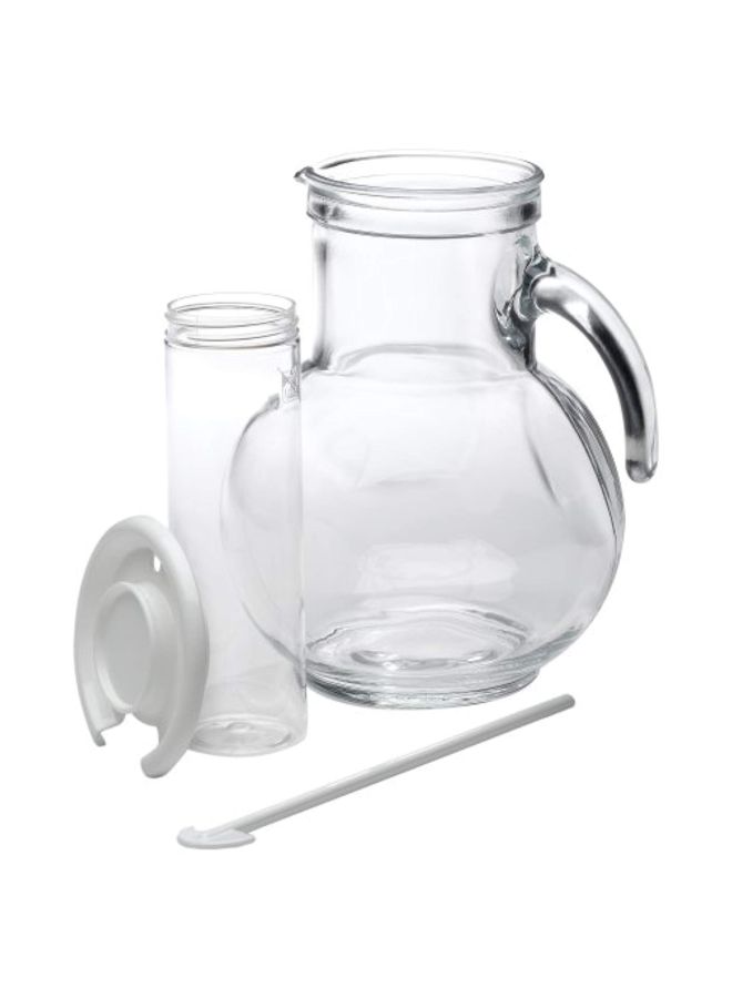 Glass Pitcher Clear/White 6.5x8.5inch