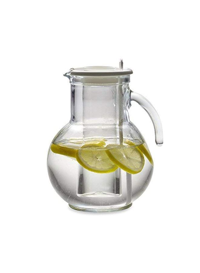 Glass Pitcher Clear/White 6.5x8.5inch