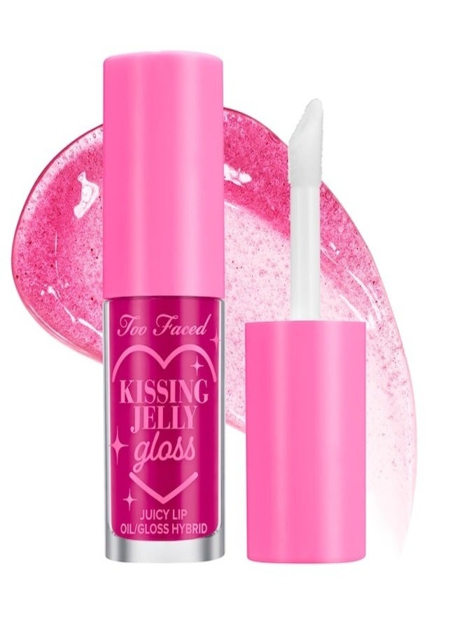 Too Faced Kissing Jelly Non-Sticky Lip Oil Gloss Raspberry - Electric Fuschia 4.50ml