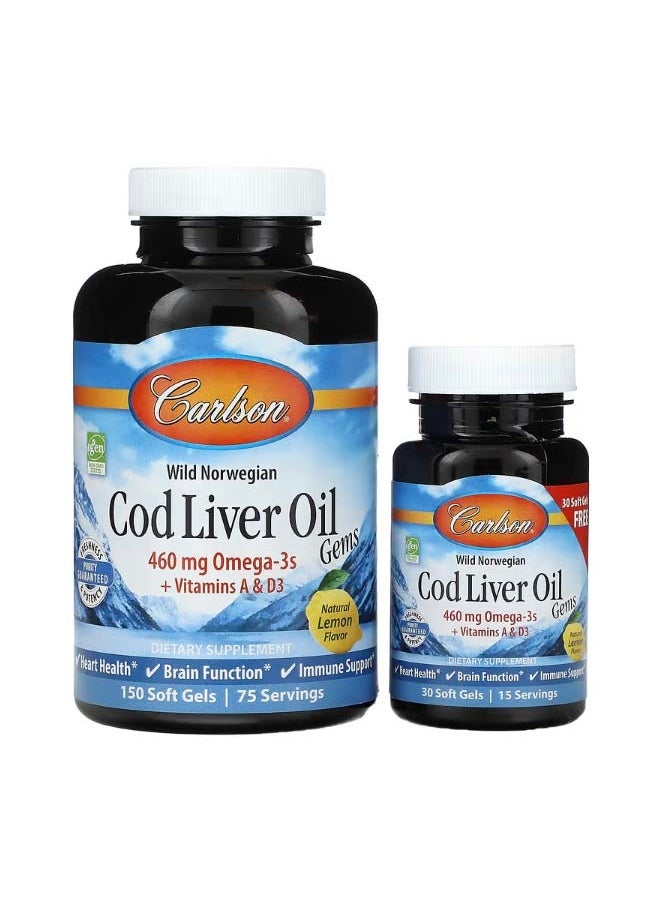 Wild Norwegian Cod Liver Oil Gems Lemon 150  30 Soft Gels