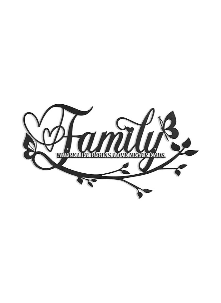 Wooden Wall Art With Self Adhesive Base - Black (Family)