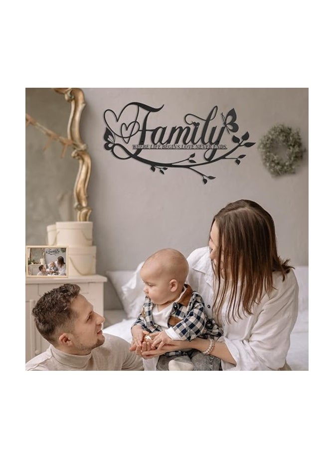 Wooden Wall Art With Self Adhesive Base - Black (Family)