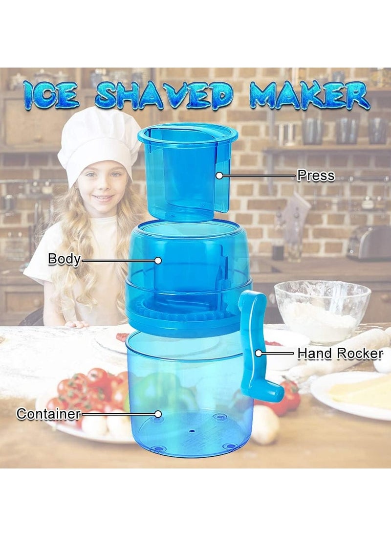 Ice Shaver Machine, Hand Crank Operated Ice Breaker Ice Crusher Maker Snow Cone Machine Blue