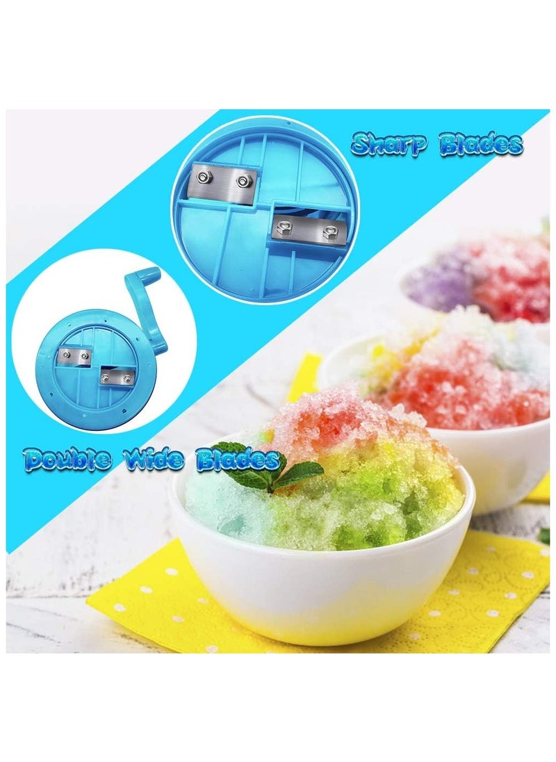 Ice Shaver Machine, Hand Crank Operated Ice Breaker Ice Crusher Maker Snow Cone Machine Blue