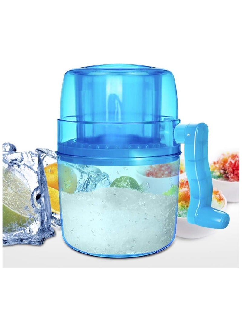 Ice Shaver Machine, Hand Crank Operated Ice Breaker Ice Crusher Maker Snow Cone Machine Blue