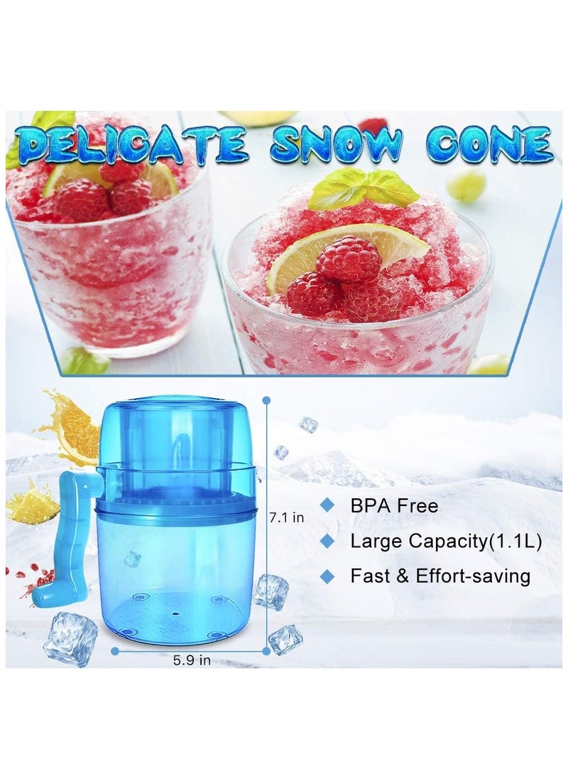 Ice Shaver Machine, Hand Crank Operated Ice Breaker Ice Crusher Maker Snow Cone Machine Blue