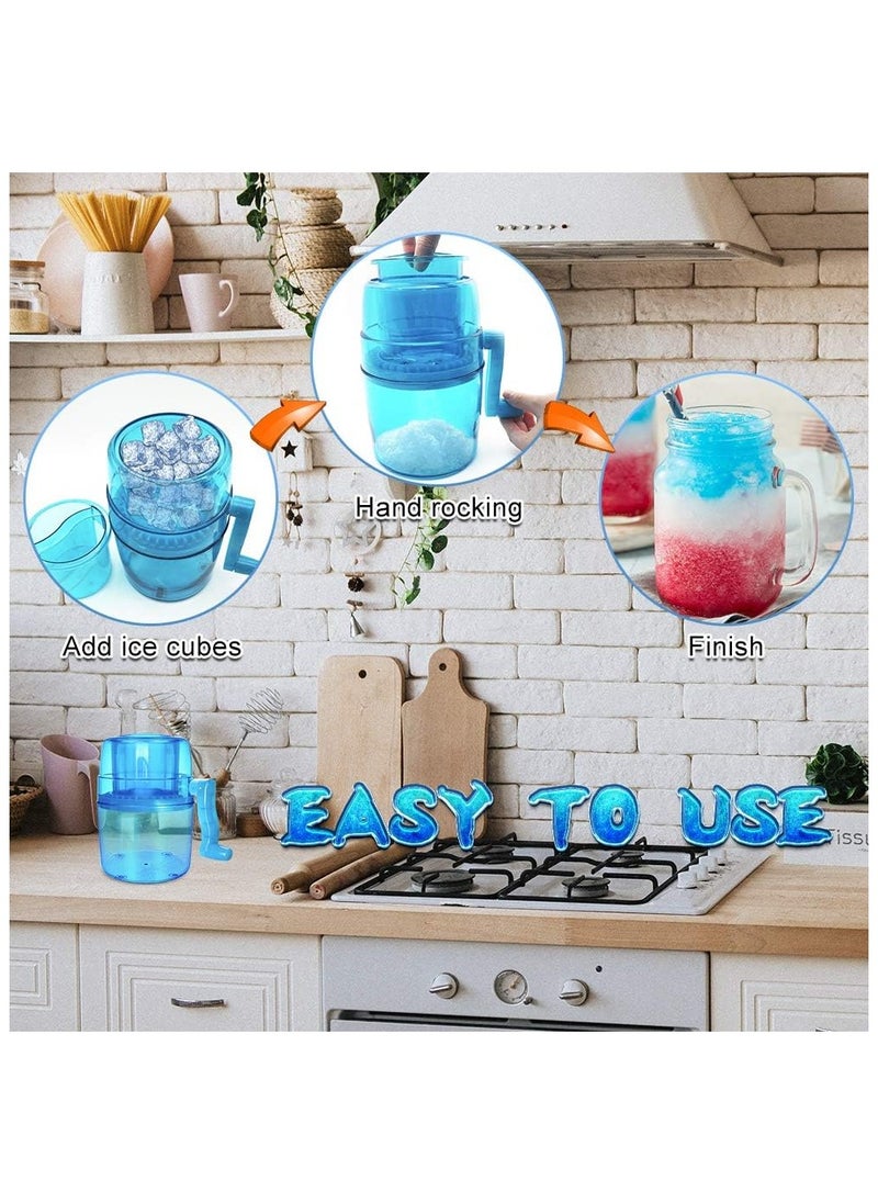 Ice Shaver Machine, Hand Crank Operated Ice Breaker Ice Crusher Maker Snow Cone Machine Blue