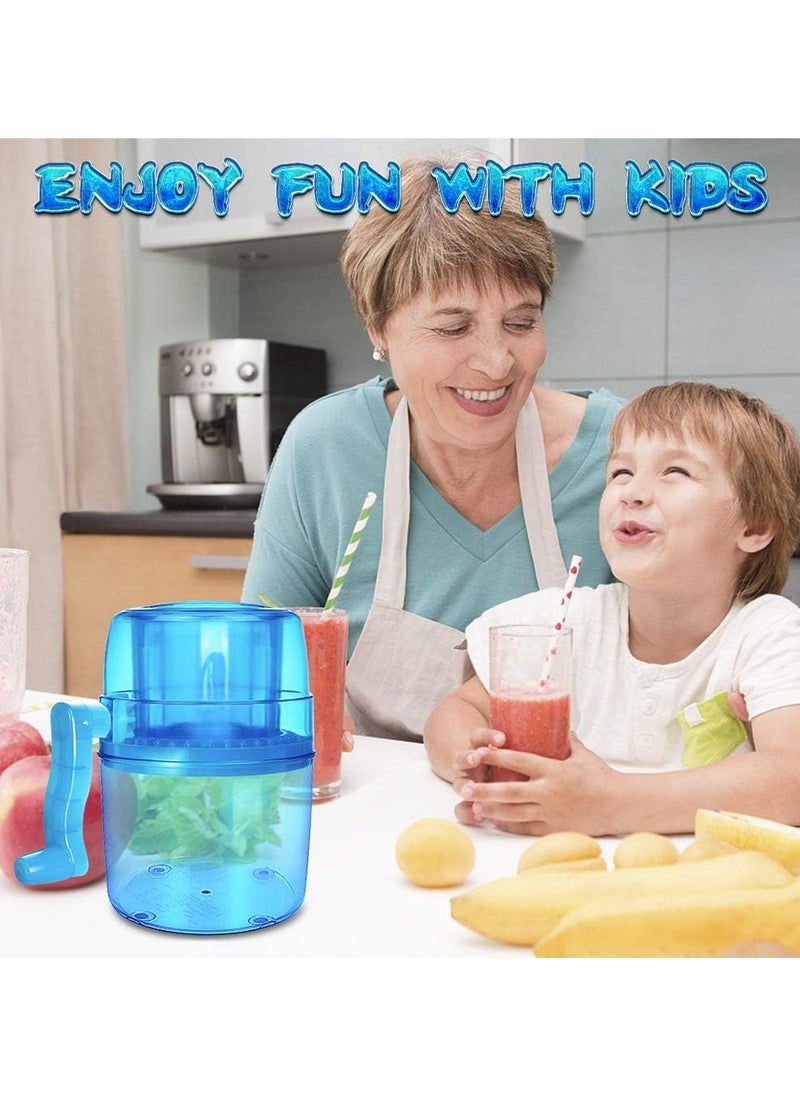 Ice Shaver Machine, Hand Crank Operated Ice Breaker Ice Crusher Maker Snow Cone Machine Blue