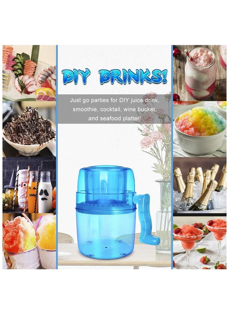 Ice Shaver Machine, Hand Crank Operated Ice Breaker Ice Crusher Maker Snow Cone Machine Blue