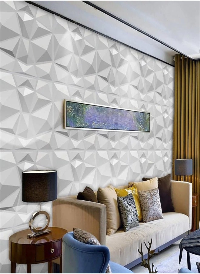 10 Pack 3D Wall Panels, 50 x 50cm PVC Waterproof Diamond Textured Wallpaper, Modern Decor Wall Tiles for Living Room Bedroom Hotel Office