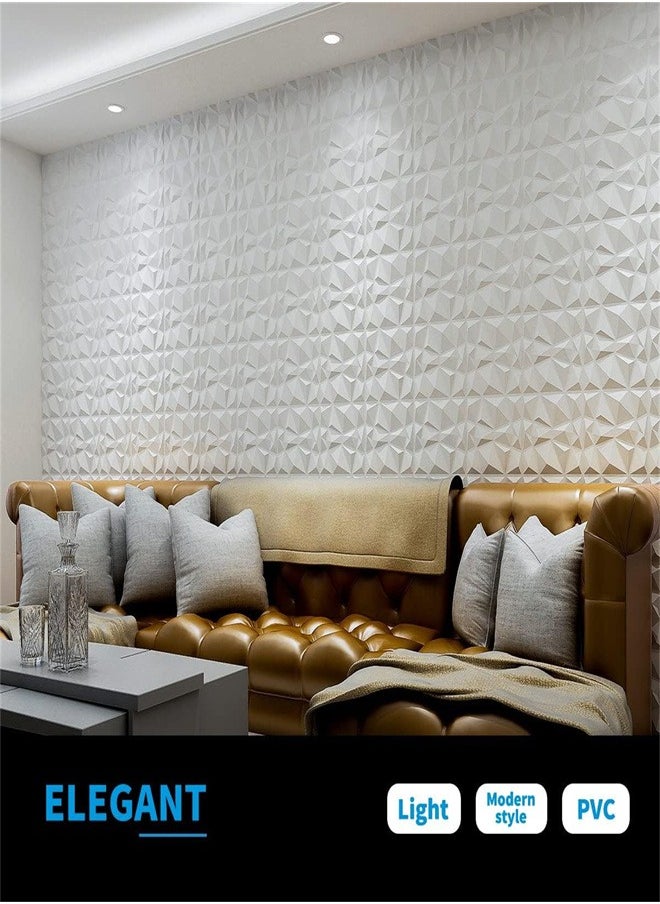 10 Pack 3D Wall Panels, 50 x 50cm PVC Waterproof Diamond Textured Wallpaper, Modern Decor Wall Tiles for Living Room Bedroom Hotel Office