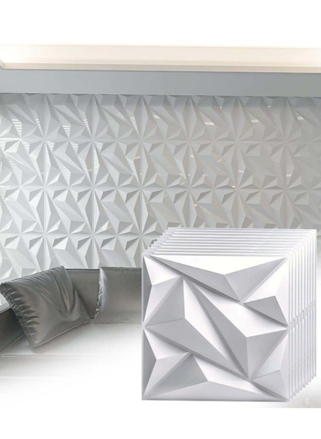 10 Pack 3D Wall Panels, 50 x 50cm PVC Waterproof Diamond Textured Wallpaper, Modern Decor Wall Tiles for Living Room Bedroom Hotel Office