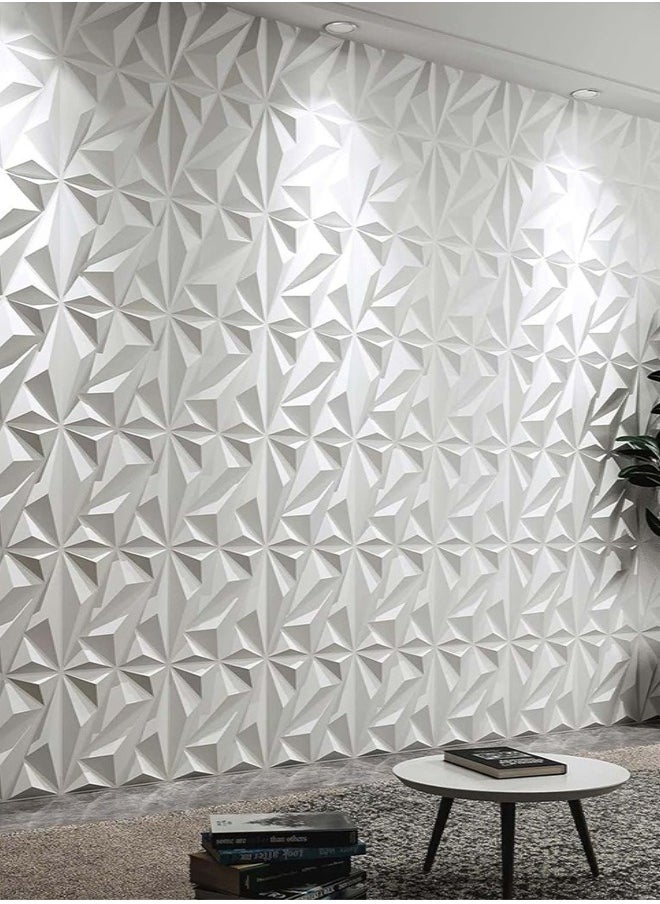 10 Pack 3D Wall Panels, 50 x 50cm PVC Waterproof Diamond Textured Wallpaper, Modern Decor Wall Tiles for Living Room Bedroom Hotel Office