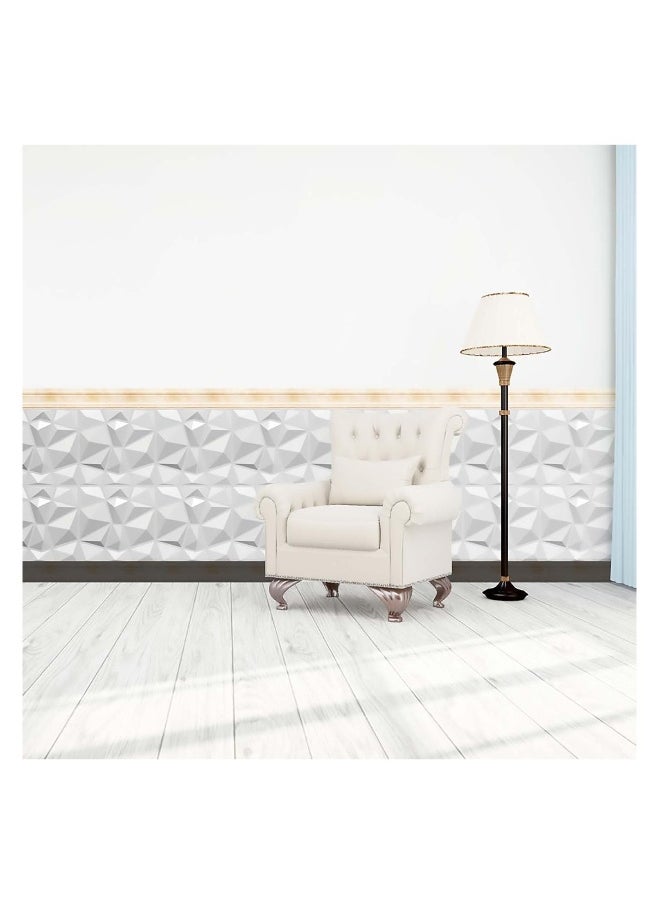 12 Pieces 3D Wall Panels, 3D Texture PVC Wallpaper, Diamond Design Decorative Wall Cover, Each 30x30cm White