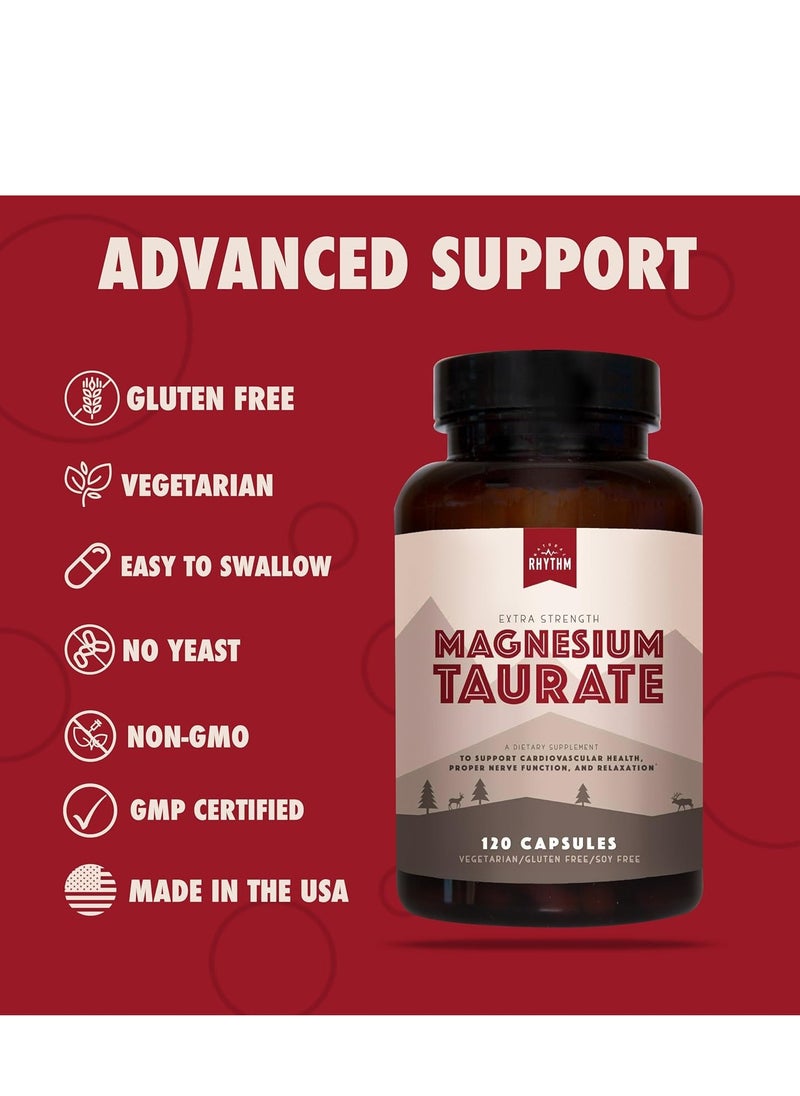 Magnesium Taurate, High Absorption Taurate, 750mg (150mg of Elemental Magnesium) 120 Capsules, Heart Healthy Formula.