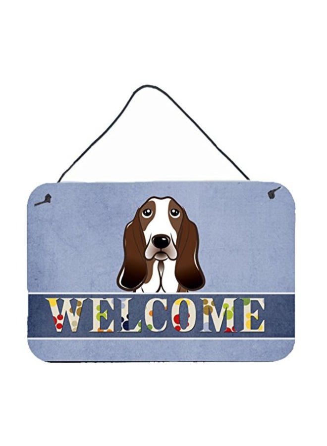 Basset Hound Welcome Wall Hanging Multicolour 8 x 12inch