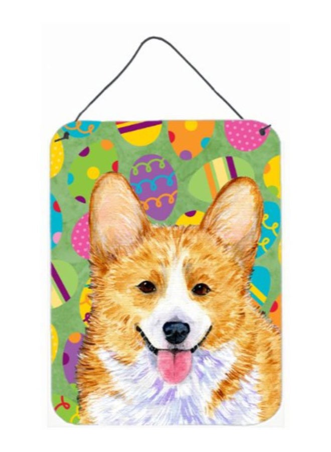 Corgi Dog With Extravaganza Printed Wall/Door Hanging Multicolour 16 x 12inch