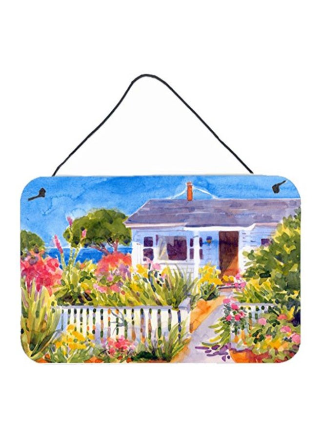 Seaside Beach Cottage Printed Wall/Door Hanging Multicolour 8 x 12inch