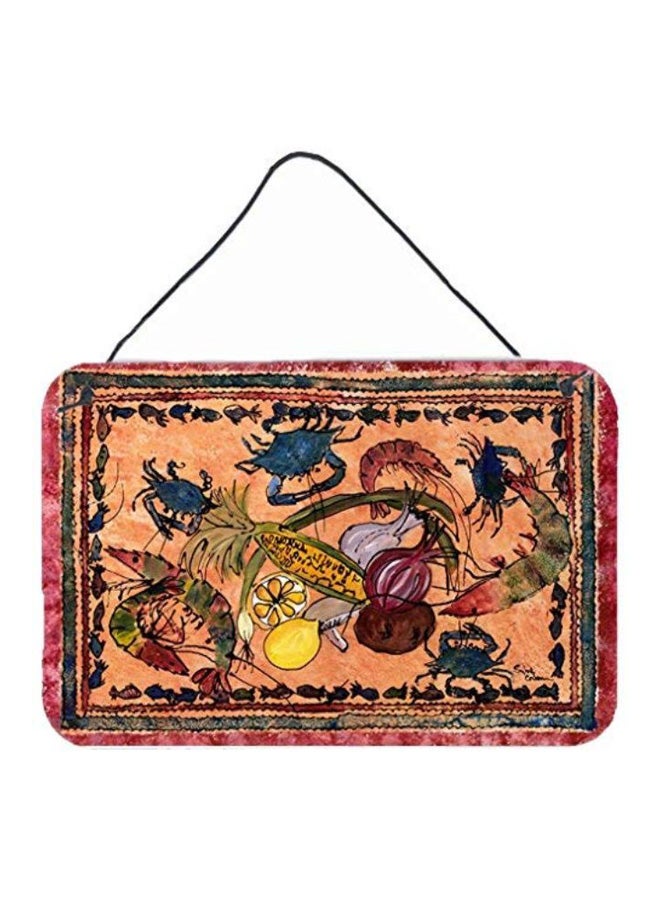 Crab Printed Wall/Door Hanging Multicolour 8 x 12inch