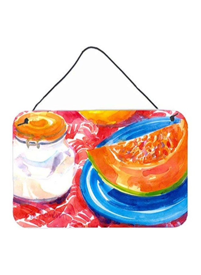 A Slice Of Cantaloupe Printed Wall/Door Hanging Multicolour 8 x 12inch