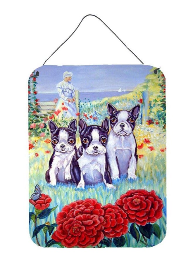 Boston Terrier Printed Wall/Door Hanging Multicolour 16 x 12inch