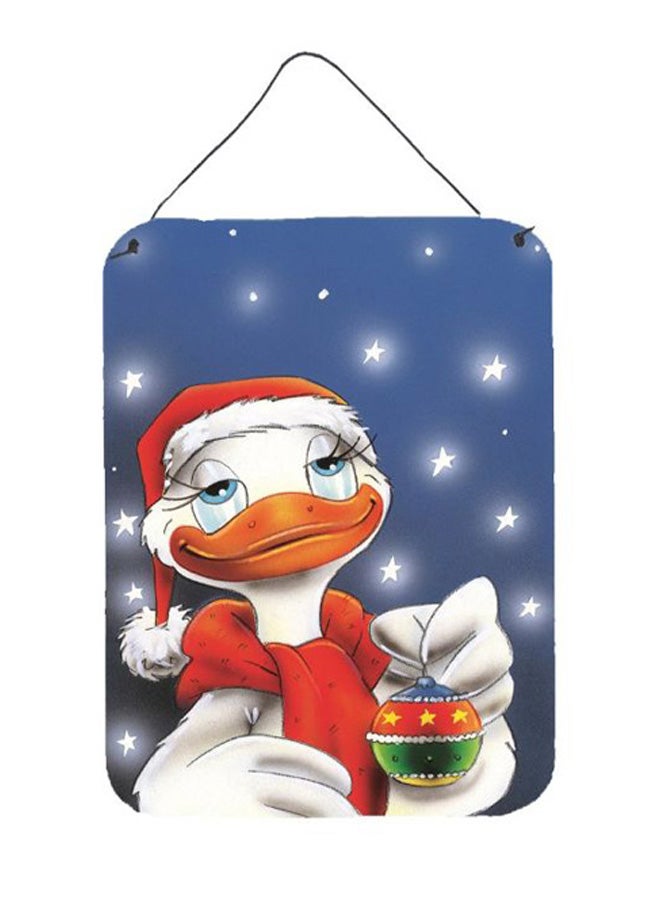 Duck With Christmas Ornament Printed Wall/Door Hanging Multicolour 16 x 12inch