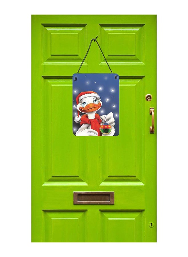 Duck With Christmas Ornament Printed Wall/Door Hanging Multicolour 16 x 12inch
