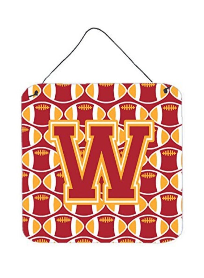 Letter W Printed Wall/Door Hanging Cardinal/Gold 6 x 6inch