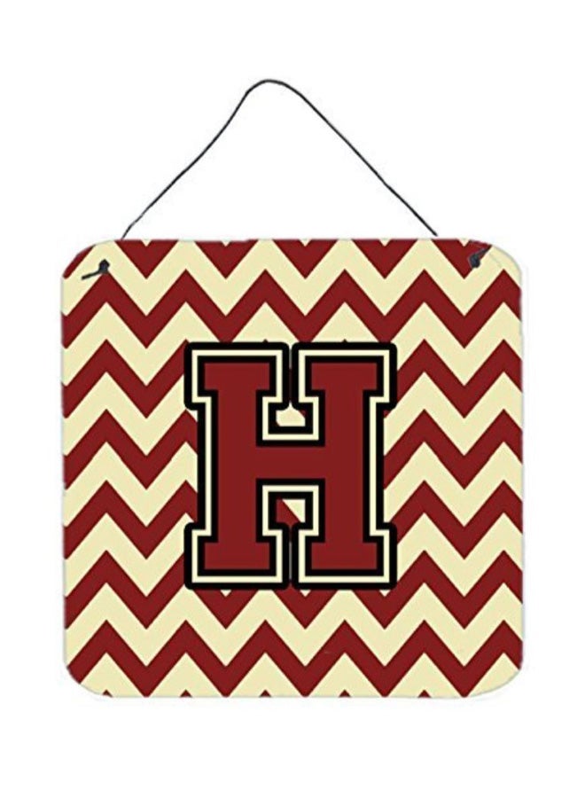 Letter H Printed Wall/Door Hanging Maroon/Gold 6 x 6inch