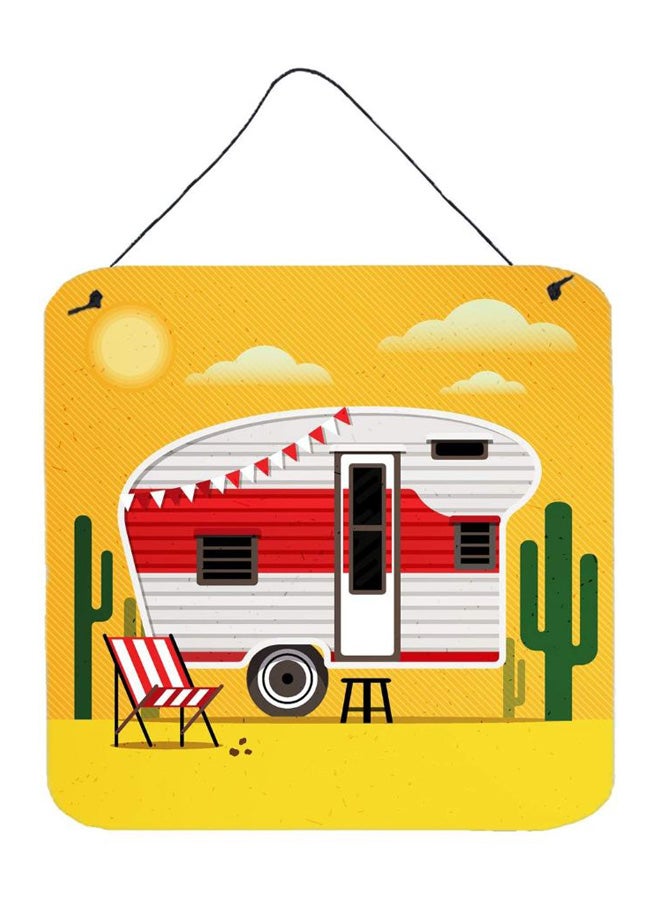 Desert Greatest Adventure Retro Camper Printed Wall/Door Hanging Multicolour 18 x 18inch