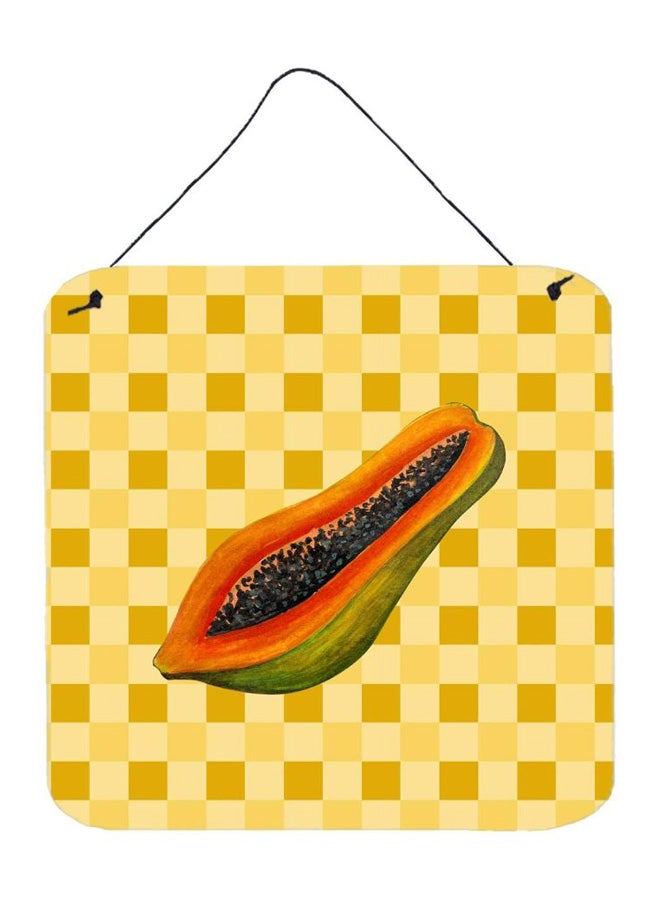 Sliced Papaya Printed Wall/Door Hanging Multicolor 6 x 6inch