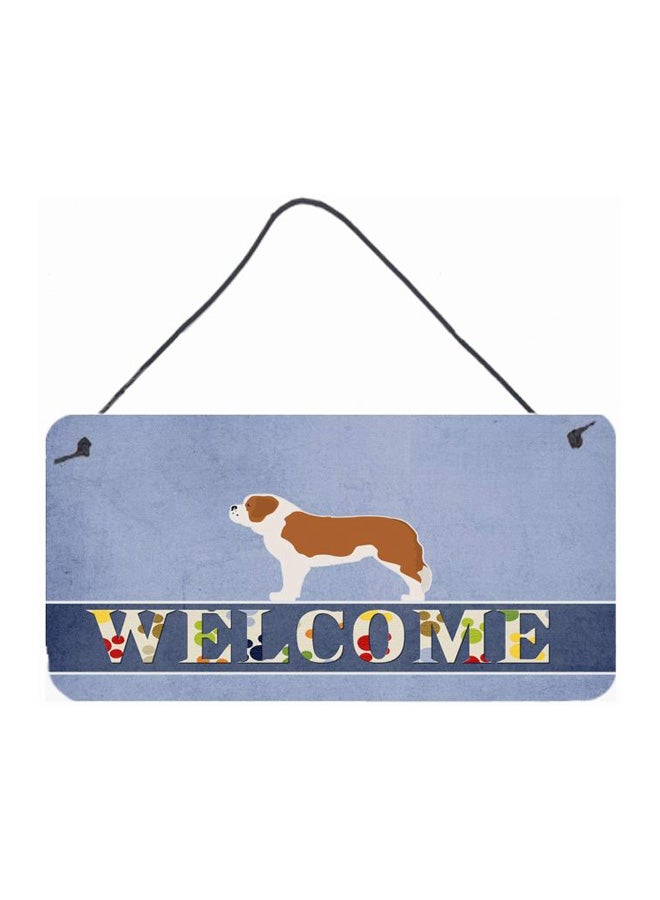 Saint Bernard Dog Printed Wall/Door Hanging Blue 8 x 12inch
