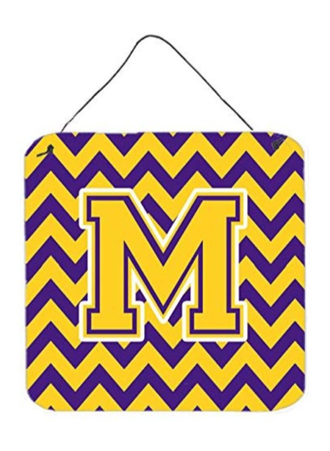 Letter M Printed Wall/Door Hanging Purple/Gold 6 x 6inch