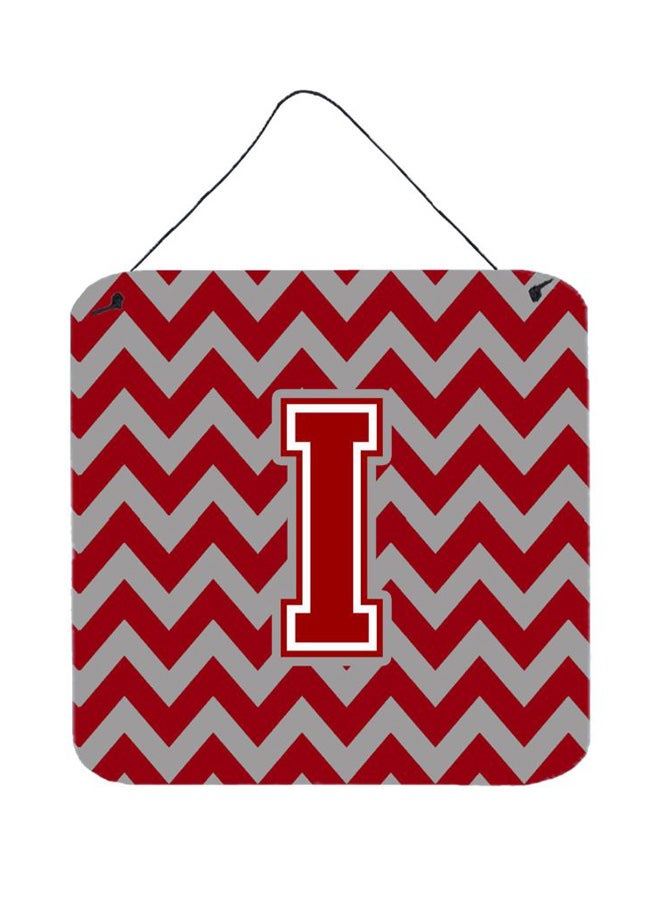 Letter I Printed Wall/Door Hanging Maroon/White 6 x 6inch