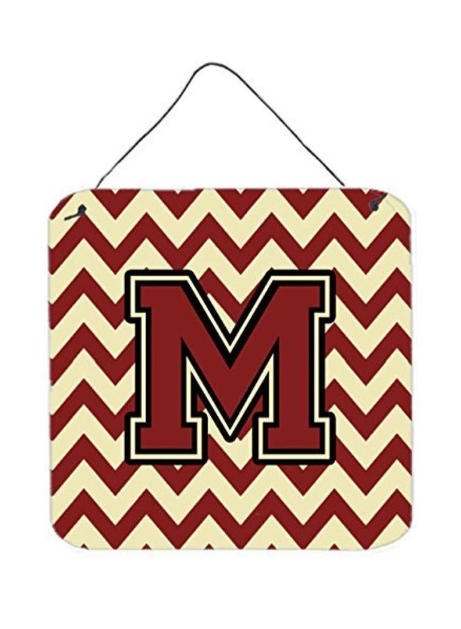 Letter M Printed Wall/Door Hanging Maroon/Gold 6 x 6inch