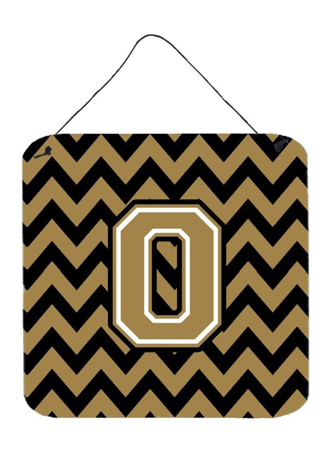 Letter O Printed Wall/Door Hanging Black/Gold 6 x 6inch