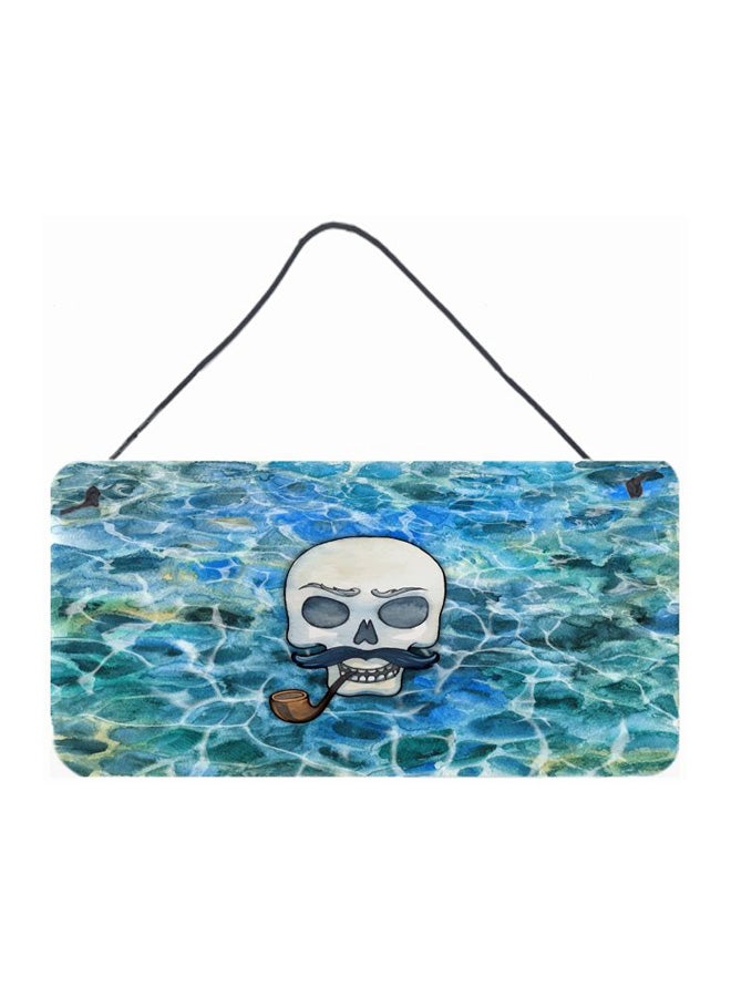 Skeleton Skull Pirate Printed Wall/Door Hanging Blue 8 x 12inch