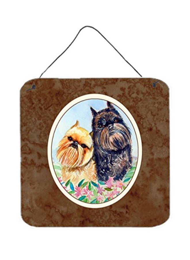 Brussels Griffon Dog Printed Wall/Door Hanging Multicolour 14 x 14inch