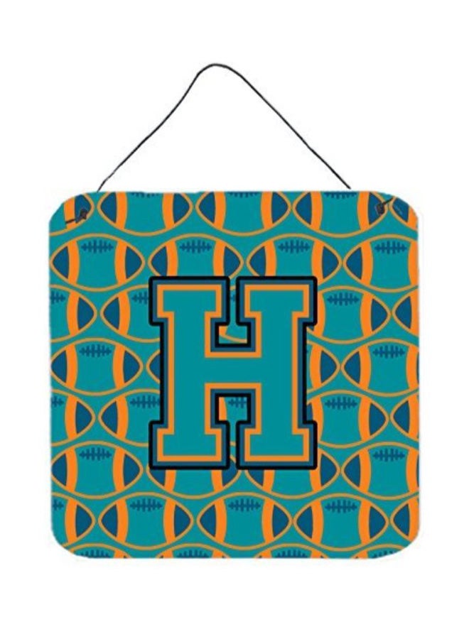 Letter H Printed Wall/Door Hanging Aqua/Orange/Marine Blue 6 x 6inch