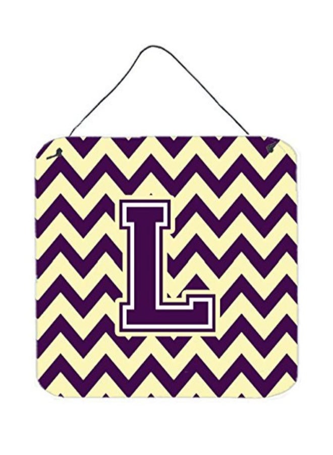 Letter L Printed Wall/Door Hanging Purple/Gold 6 x 6inch