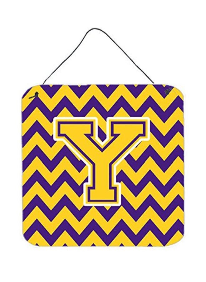 Letter Y Printed Wall/Door Hanging Purple/Gold 6 x 6inch