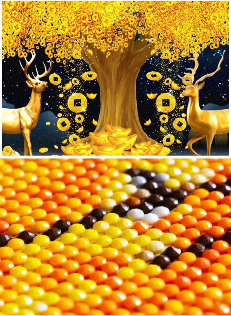 DIY Diamond Painting Kits, Painting by Numbers for Adults, Full Drill 5D Diamond Art Kit , Diamond Art for Home Decor. (Canvas size 65 * 65cm)-Gold Coin Tree