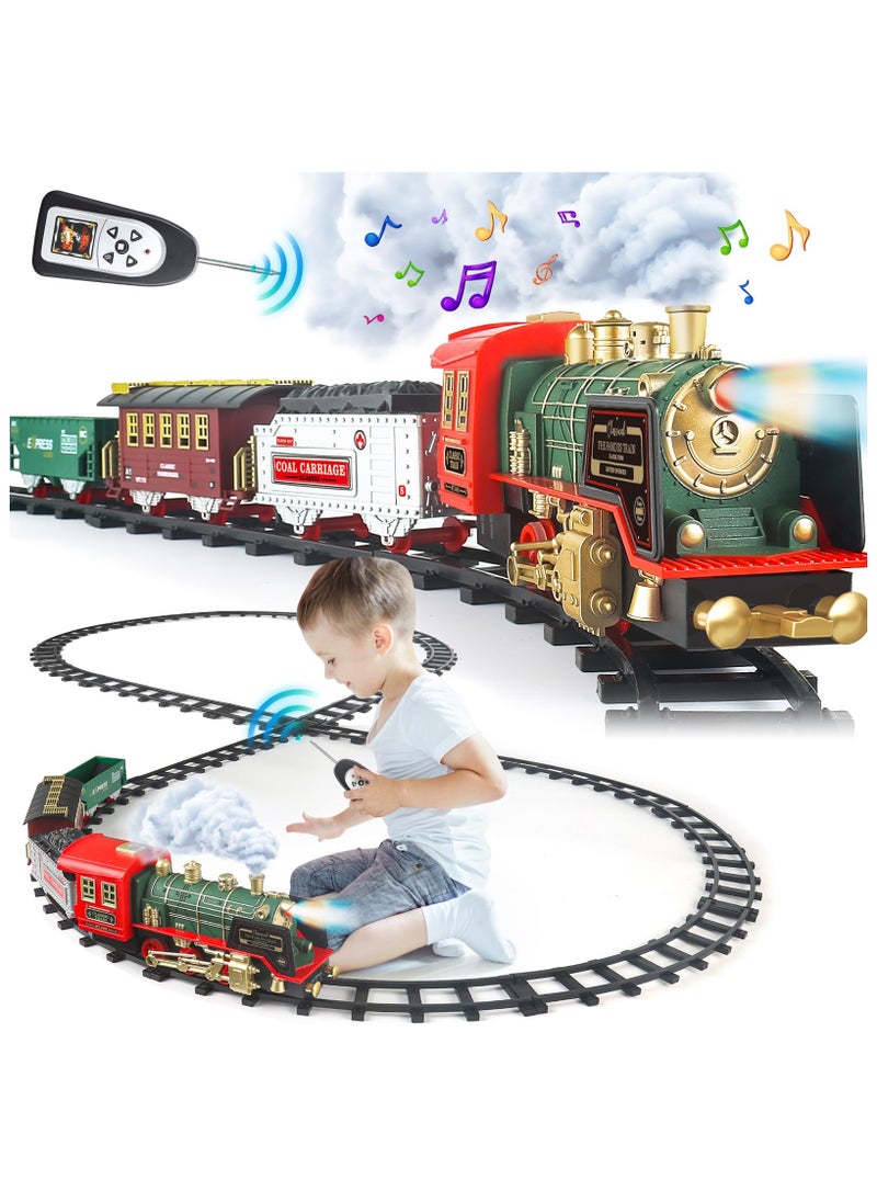 Kids Train Set Remote Control Train Toys with Sounds, Lights, Rechargeable Electrc Train  Set for Boys, Train Toys Gifts