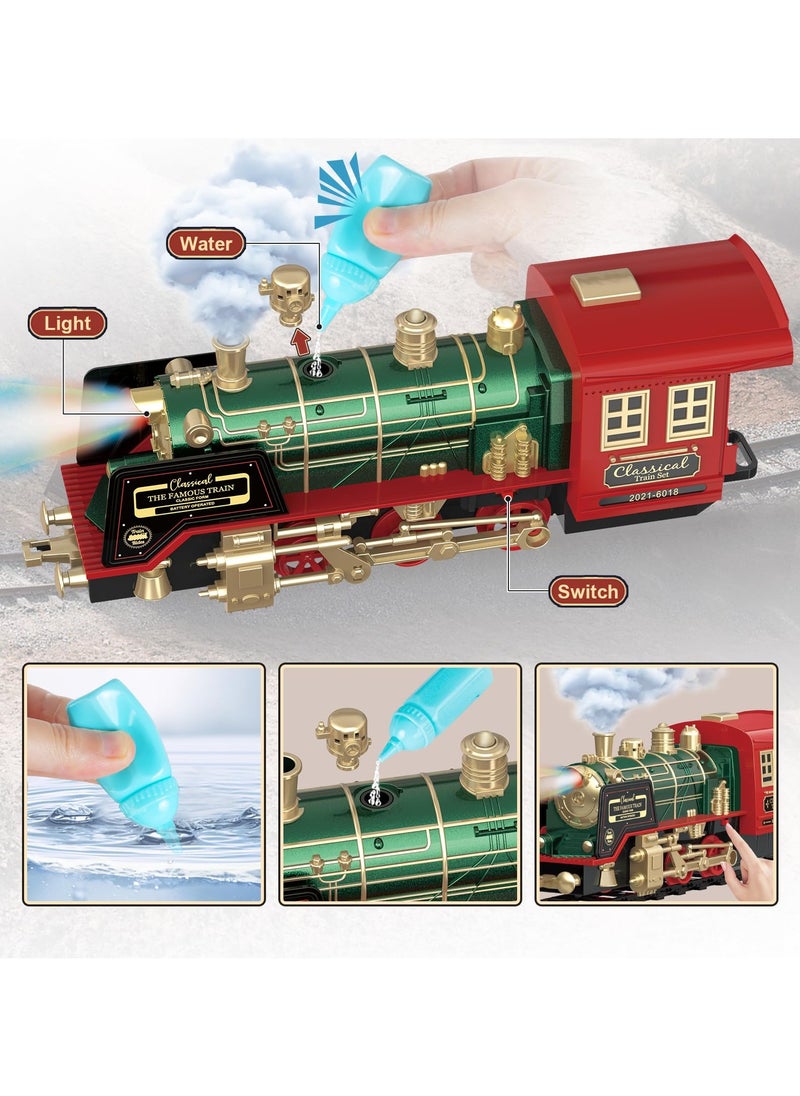 Kids Train Set Remote Control Train Toys with Sounds, Lights, Rechargeable Electrc Train  Set for Boys, Train Toys Gifts