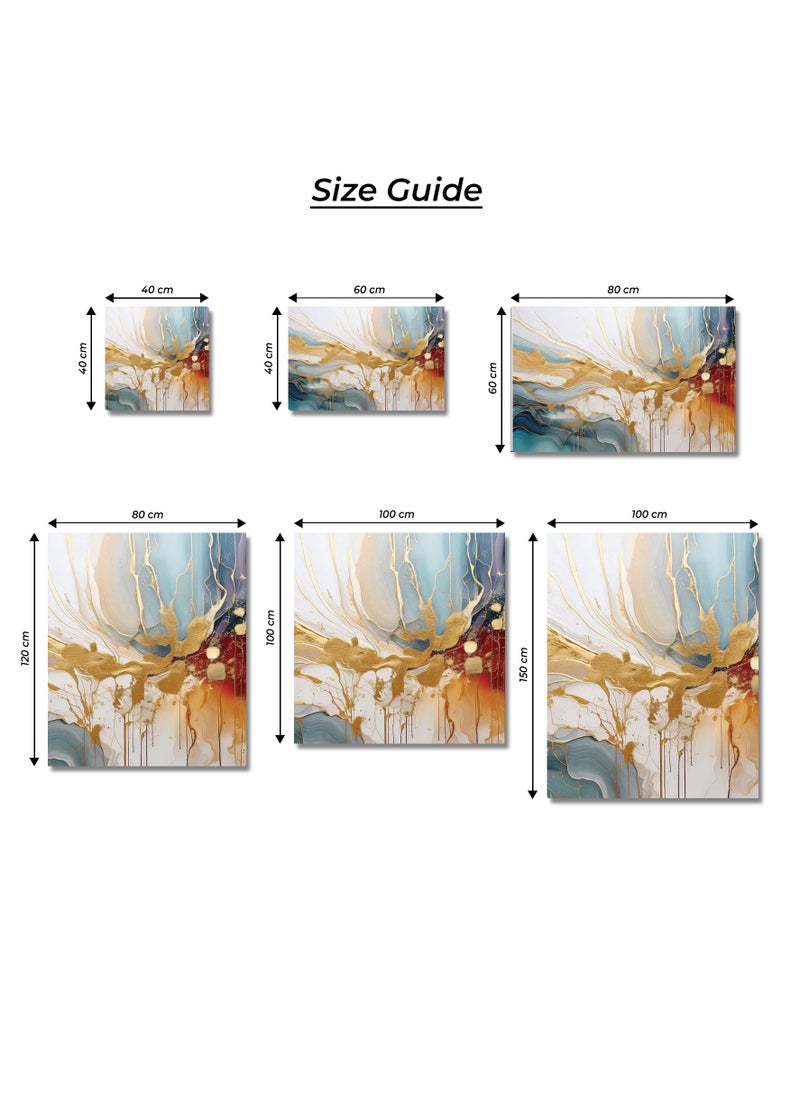 Printed Abstract Painting Canvas Artwork on Cotton Canvas with Wooden Stretcher – Wall Mount Friendly, Includes Hooks and Screws, Available in Sizes: 40x40, 60x40, 80x60, 80x120, 100x100, 100x150