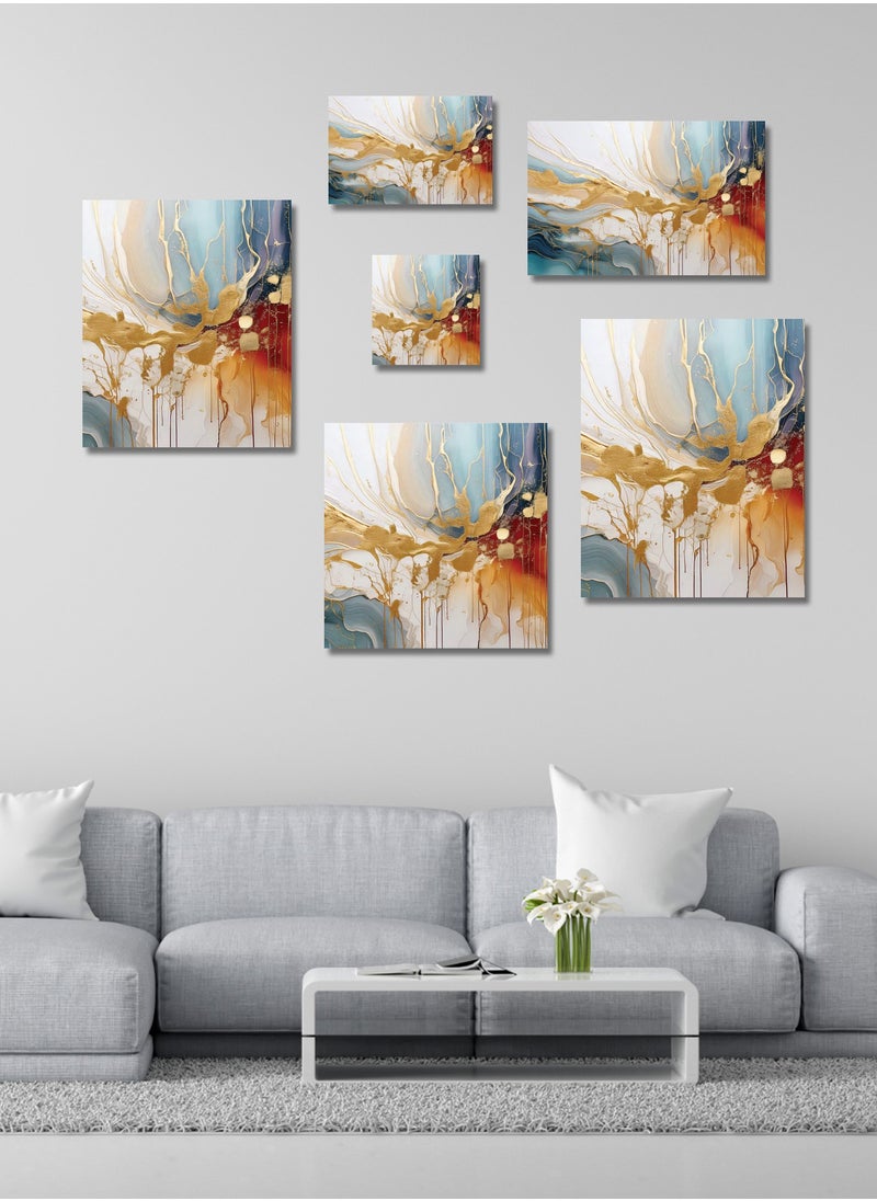 Printed Abstract Painting Canvas Artwork on Cotton Canvas with Wooden Stretcher – Wall Mount Friendly, Includes Hooks and Screws, Available in Sizes: 40x40, 60x40, 80x60, 80x120, 100x100, 100x150