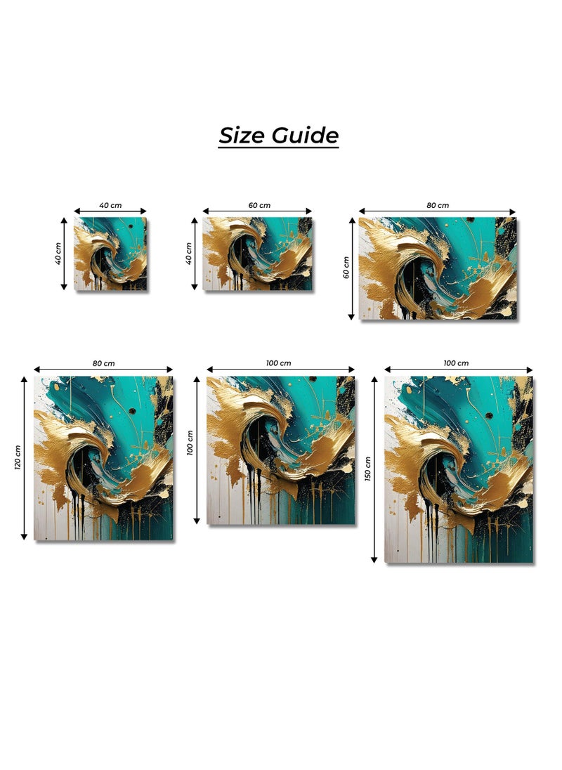 Printed Abstract Painting Canvas Artwork on Cotton Canvas with Wooden Stretcher – Wall Mount Friendly, Includes Hooks and Screws, Available in Sizes: 40x40, 60x40, 80x60, 80x120, 100x100, 100x150